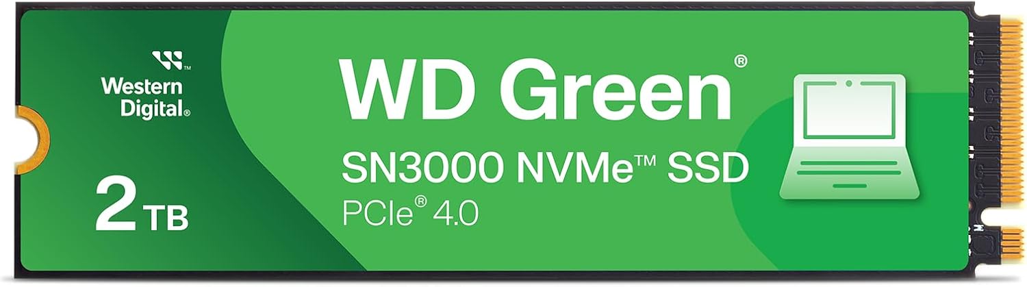 SSD დისკი WD 2Tb Green SN3000 (WDS200T4G0E) internal SSD, M.2, 2000 GB, PCIe Gen4 x4,  NVMe, read: 5000 MB/sec, write: 4200 MB/sec,