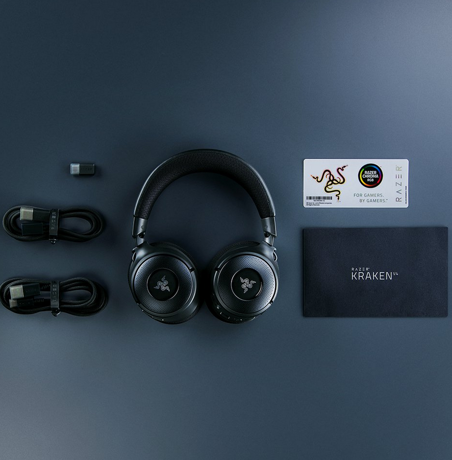 GAMING ყურსასმენი Razer Gaming Headset Kraken V4, USB-A/WL/BT, RGB, black (RZ04-05170100-R3M1)