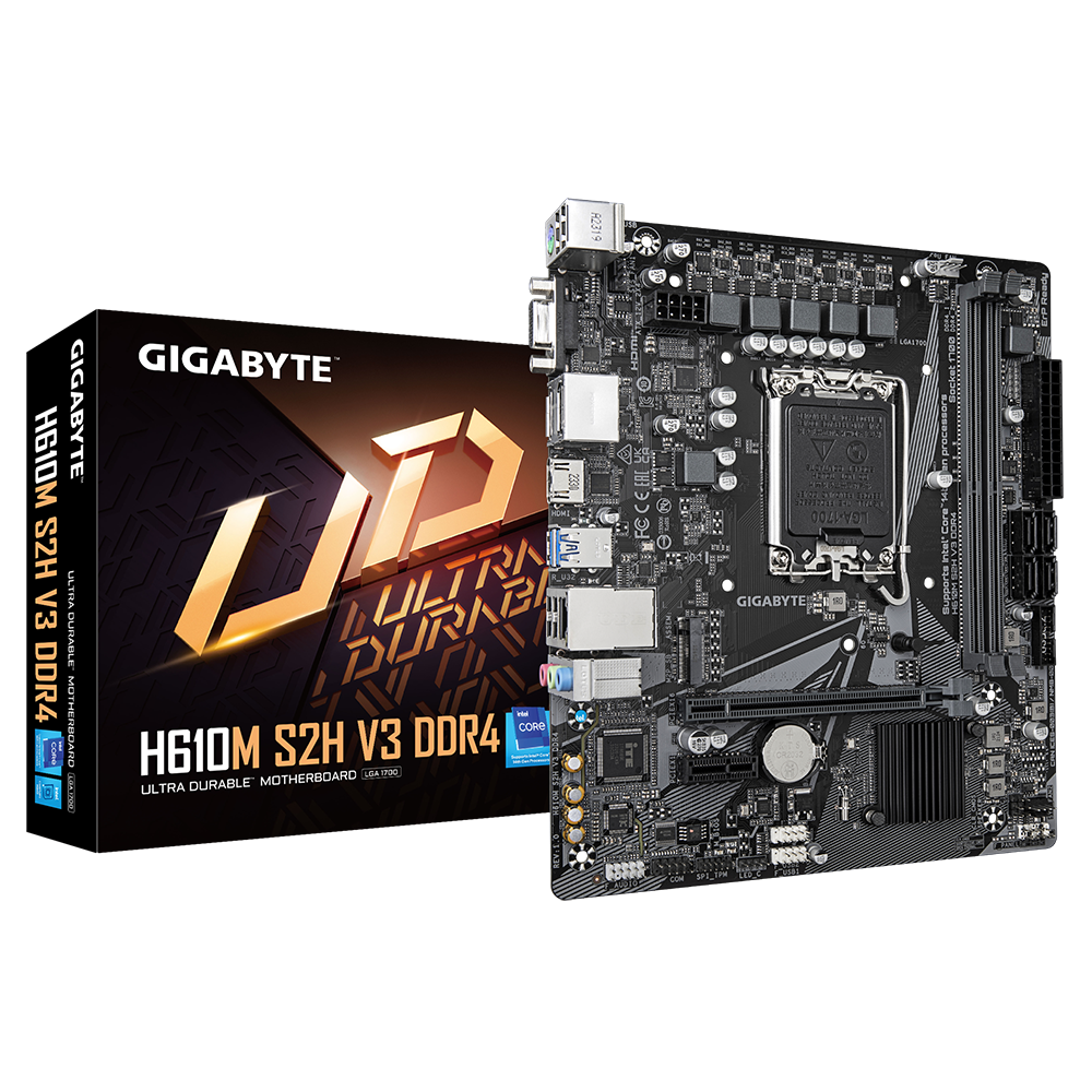 დედადაფა Gigabyte H610M S2H V3 DDR4 mATX, LGA 1700 socket, Intel H610 chipset, 2xDDR4, PCI-E 4.0, M.2, network: 1 Gbps, HDMI, 2xDisplayPort