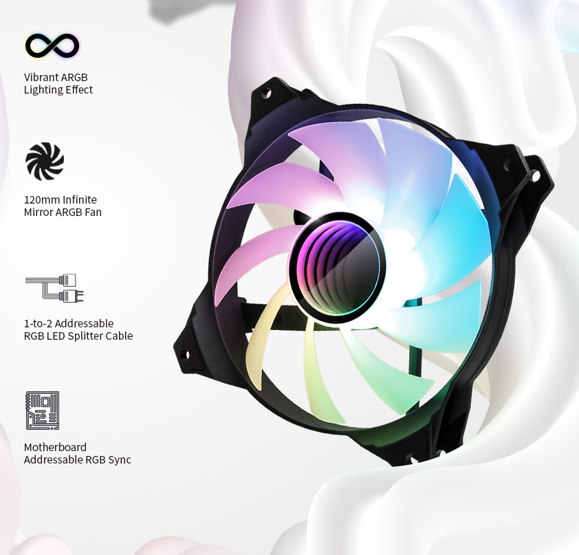 ქეისის ქულერი ZALMAN Case Fan INFINITY MIRROR ZM-IF120, ARGB, 120MM, 1200RPM ± 10%,3 PIN,BLACK FRAME ZM-IF120