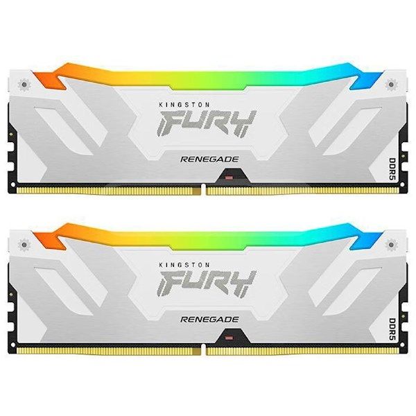 ოპერატიული მეხსიერება Kingston 64GB (2x32GB) DDR5 6400MT/s CL32 FURY Renegade Silver/White RGB XMP (KF564C32RWAK2-64) | (Kit of 2) 2RX8 32-39-39 1.4V 288-pin 16Gbit