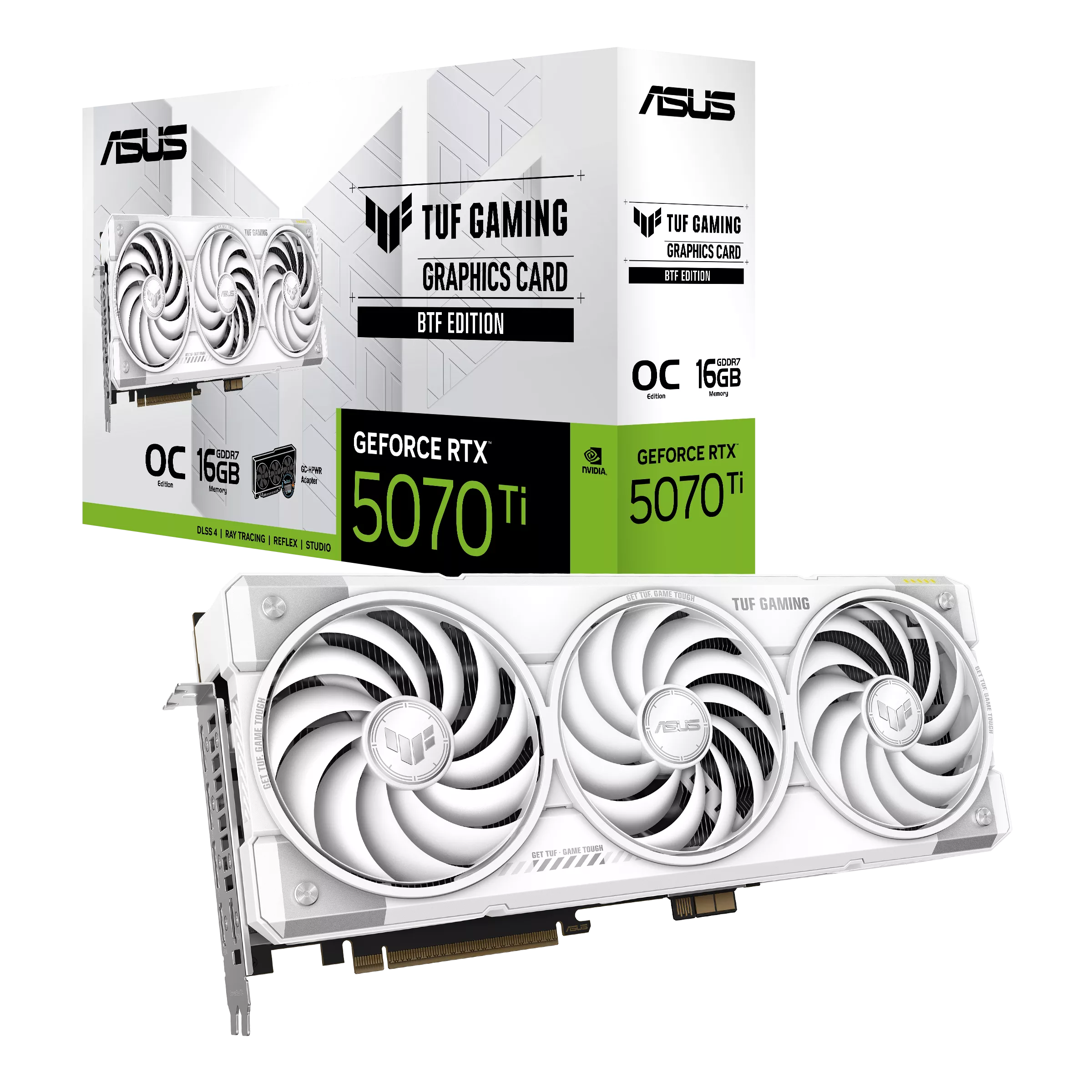 ASUS Graphic Card GeForce RTX 5070 TI 16GB GDDR7 OC TUF-RTX5070TI-O16G-BTF-WHITE