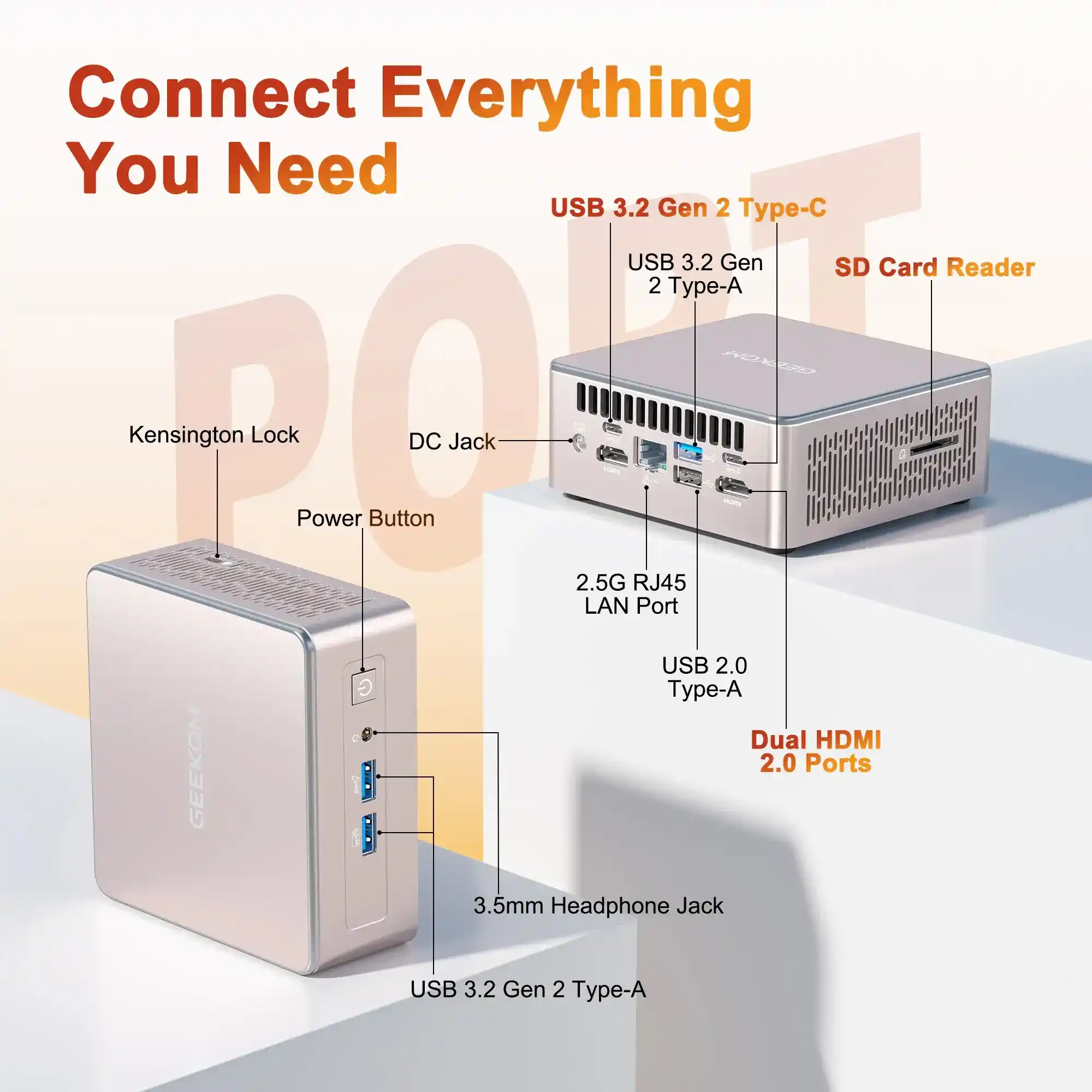 მინი კომპიუტერი GEEKOM A5 Mini PC AMD Ryzen™5 7430U (16G RAM+ 512 SSD/ WIN11 Pro and Key Pre-Installed) (SKU : GMA5R5 7430U-16512-EU)