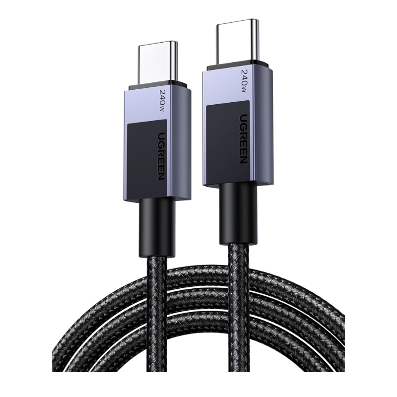 USB კაბელი UGREEN L513 (45067), 240W, Type-C to Type-C PD Fast Charging Cable, 1m, Space Gray