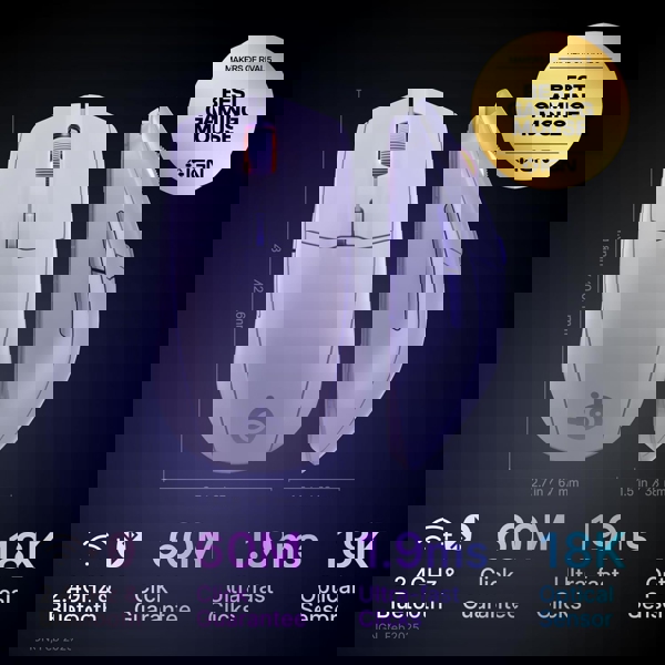 უსადენო Gaming მაუსი SteelSeries Rival 3 Wireless Gen 2 - Lavender (62525_SS) | 2.4GHz wireless and Bluetooth