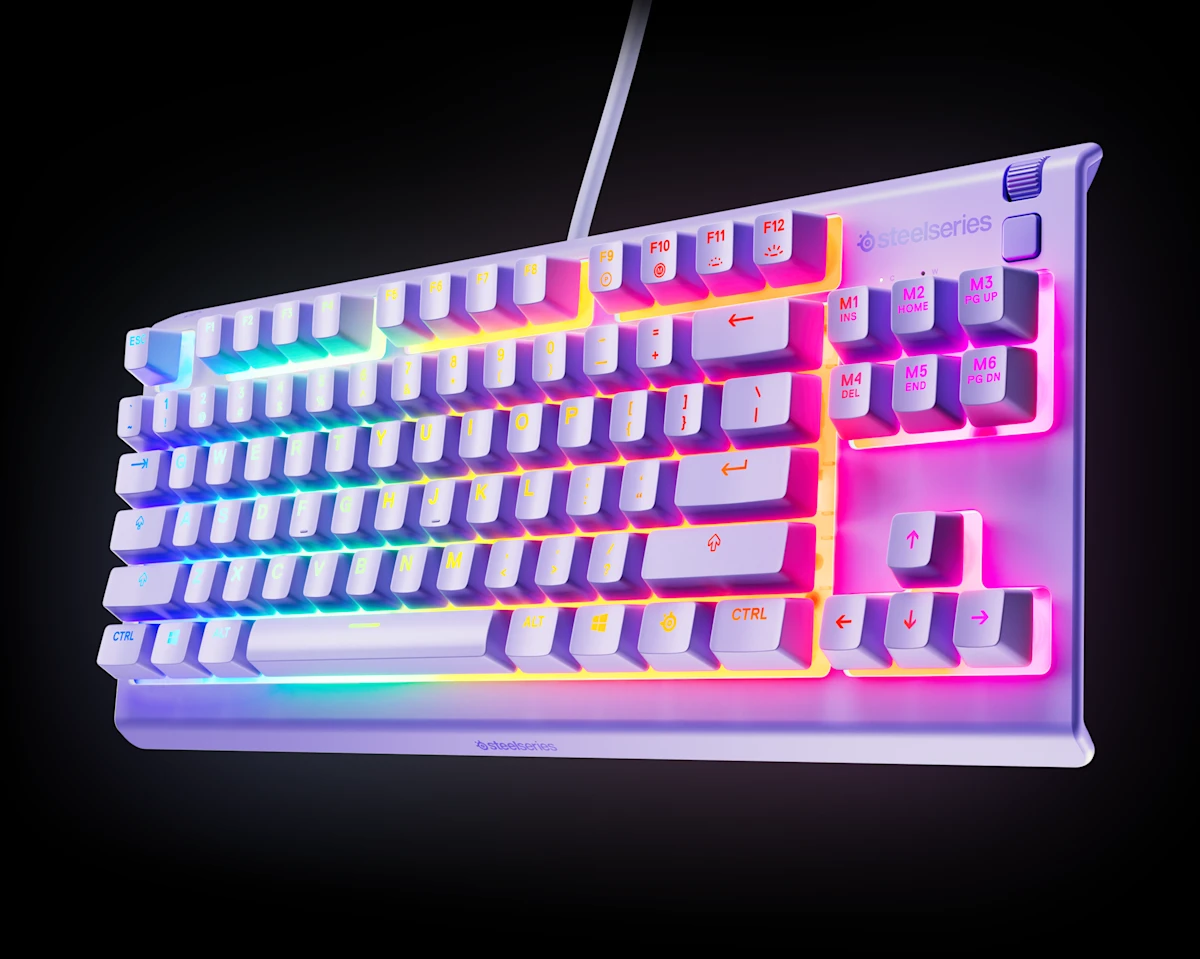 სადენიანი Gaming კლავიატურა SteelSeries Keyboard membrane Apex 3 TKL, 84key, USB-A, EN, RGB, lavender (64940_SS)