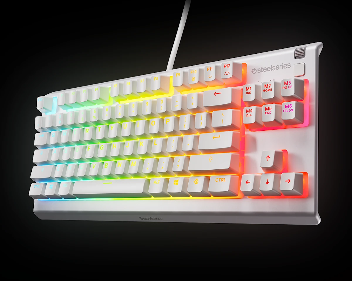 Gaming კლავიატურა სადენიანი SteelSeries Keyboard mechanical Apex 3 TKL, 84key, Whisper-Quiet Switches, USB-A, EN, RGB, white (64819_SS)
