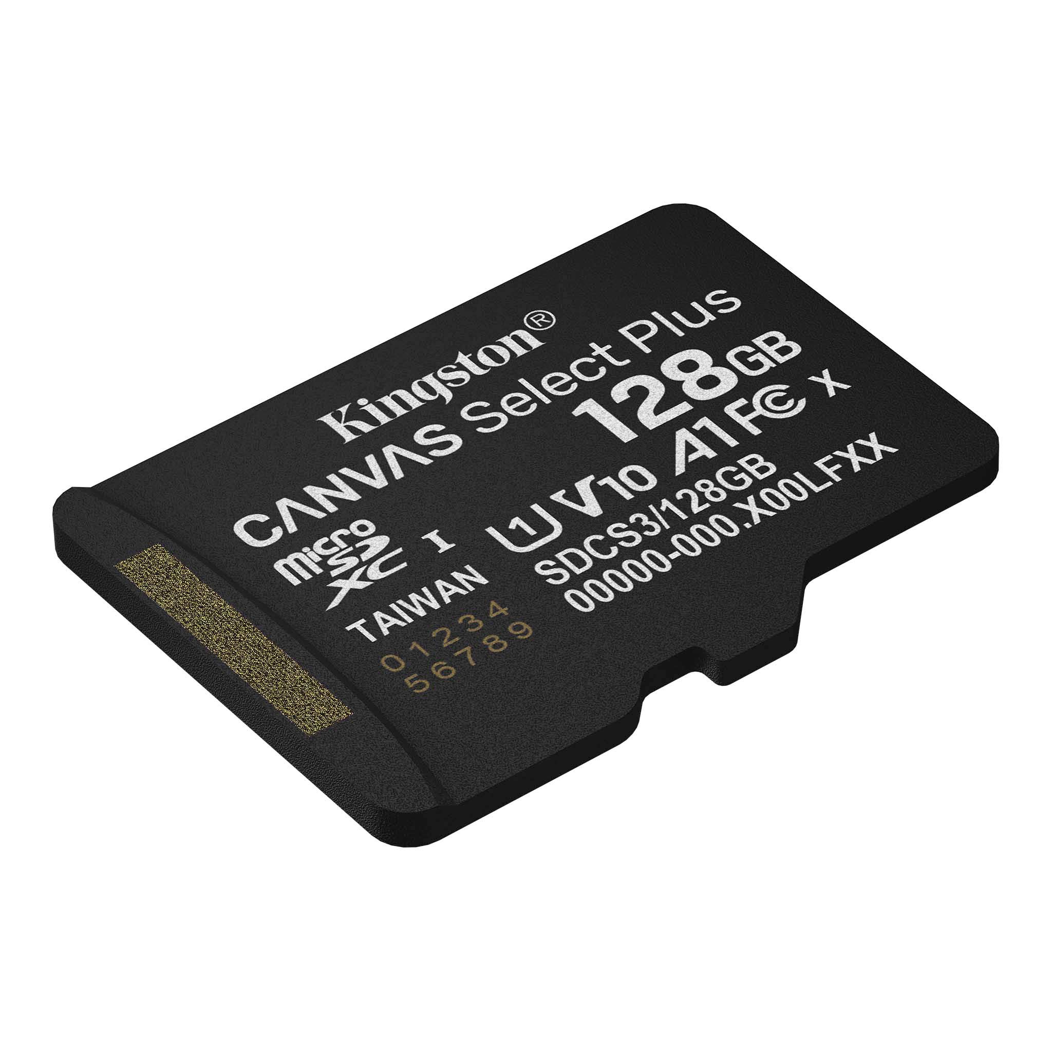 ფლეშ მეხსიერების ბარათი 128GB Kingston Canvas Select Plus microSD memory card (SDCS3/128GBSP)