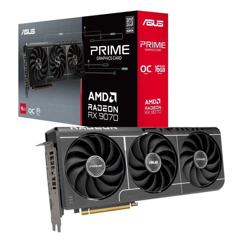 ვიდეო ბარათი ASUS Prime Radeon™ RX 9070 EVO OC Edition 16GB GDDR6 (90YV0MQ0-M0NA00) | up to 2610 MHz (Boost Clock)/up to 2140 MHz (Game Clock) | 1 (Native HDMI 2.1b), 3 (Native DisplayPort 2.1a)
