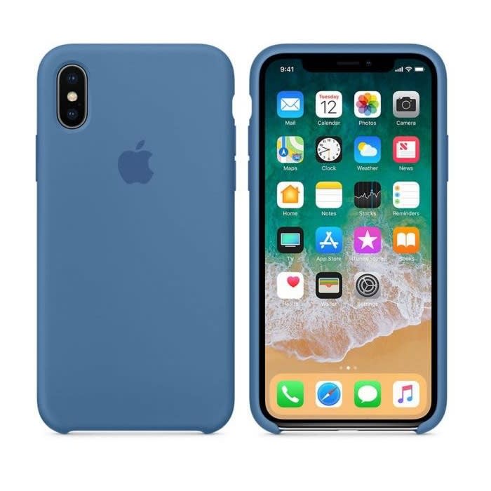 ორიგინალი ჩასადები ქეისი  Apple MRG22FE/A iPhone X Silicone Case Demin Blue
