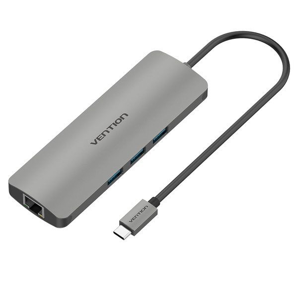 Type-C დოკ სადგური Docking Station Vention  Model/Item-NO:  <CGNHA > Multi-function Type-C Docking Station 0.1M Gray Metal Type