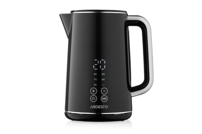 ელექტრო ჩაიდანი Ardesto Electric kettle    EKL-X53E, 1,7L, LED display, double-walled, gloss, OTTER, black