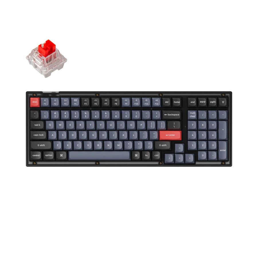კლავიატურა Keychron V5 100Key, K Pro Red, Hot-Swap, QMK, USB-A, EN/UKR, RGB, Frosted Bl