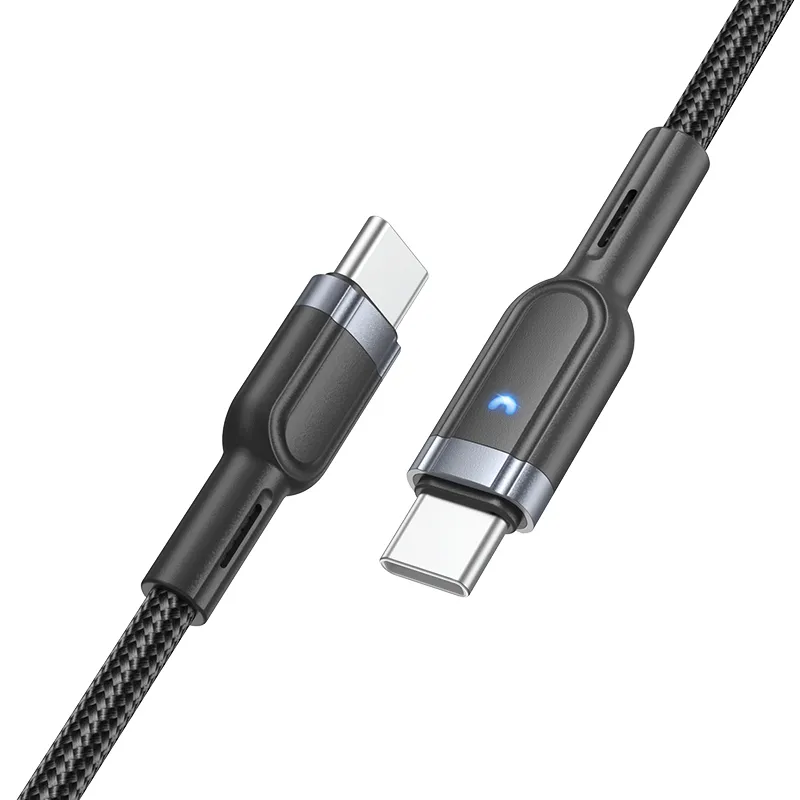 კაბელი Hoco U117 Grand 60W intelligent power-off charging data cable Type-C to Type-C Black