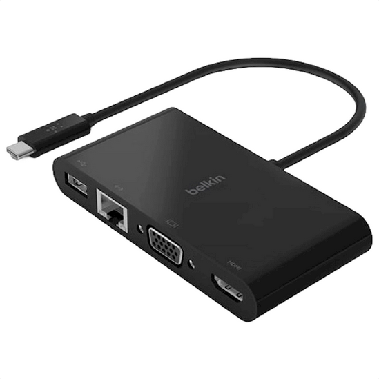  USB-C - ჰაბი Belkin Hub Ethernet/HDMI/VGA/USB-A (AVC005BTBK)