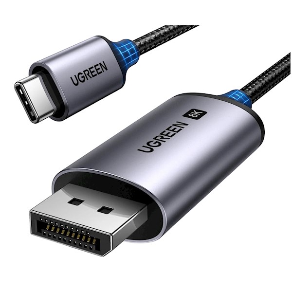 ვიდეო კაბელი UGREEN CM556 (25158), Type C to DisplayPort, 2m, Black/Grey (8K/60Hz) DP1.4