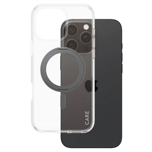 მობილურის ქეისი CARE by PanzerGlass iPhone 16 Pro Max Feature Case Transparent w. Black Kickstand & MagSafe (5715685003851)