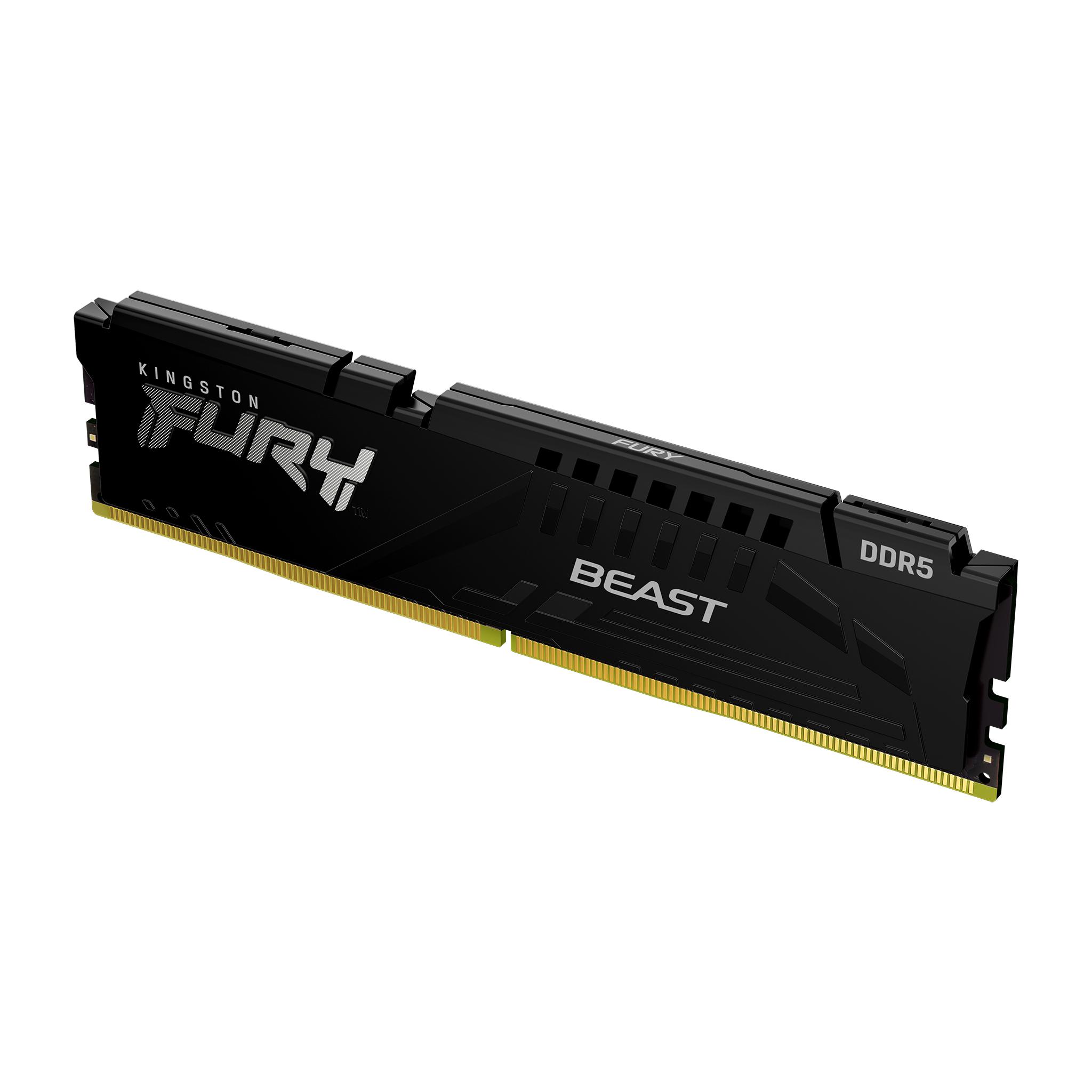 ოპერატიული მეხსიერება Kingston Fury Beast Black 16GB 6400MT/s DDR5 CL32 DIMM Desktop Gaming Memory Single Module - KF564C32BB-16