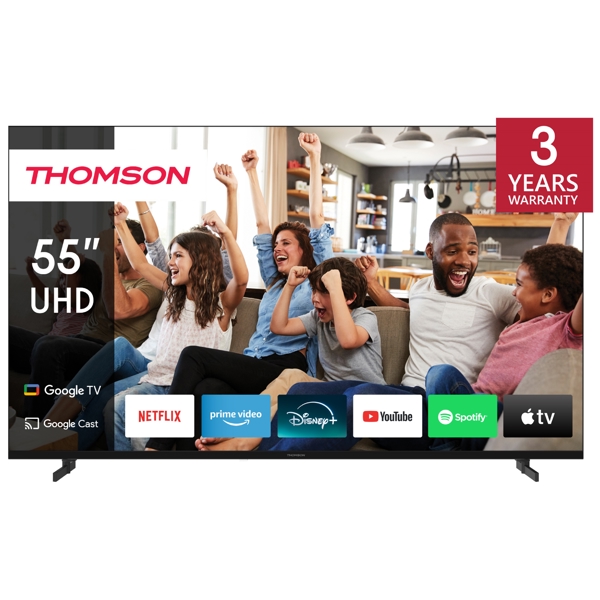 ტელევიზორი Thomson 55UG4S14 LED, 55", 4K UHD, Smart TV, HDMI, USB, LAN, WIFI, BT, Black