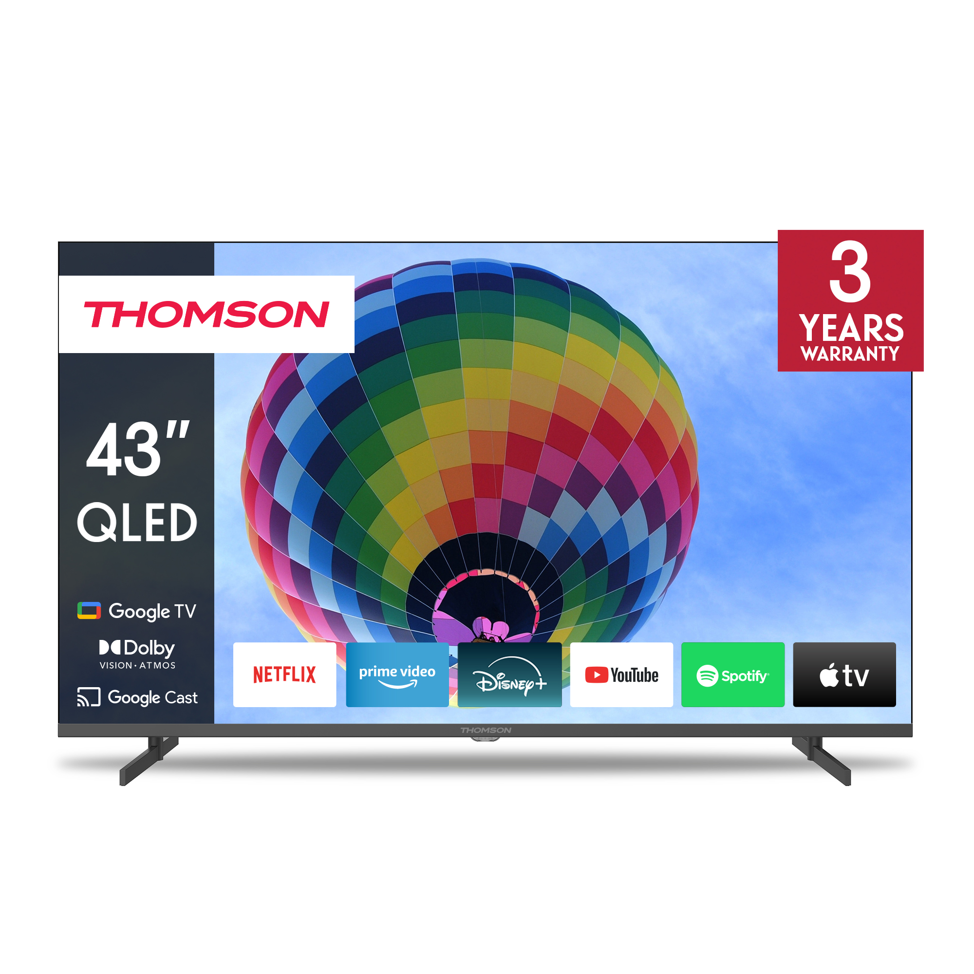ტელევიზორი Thomson 50QG4S14, 50", 4K UHD, Smart TV, HDMI, USB, LAN, WIFI, BT, Black