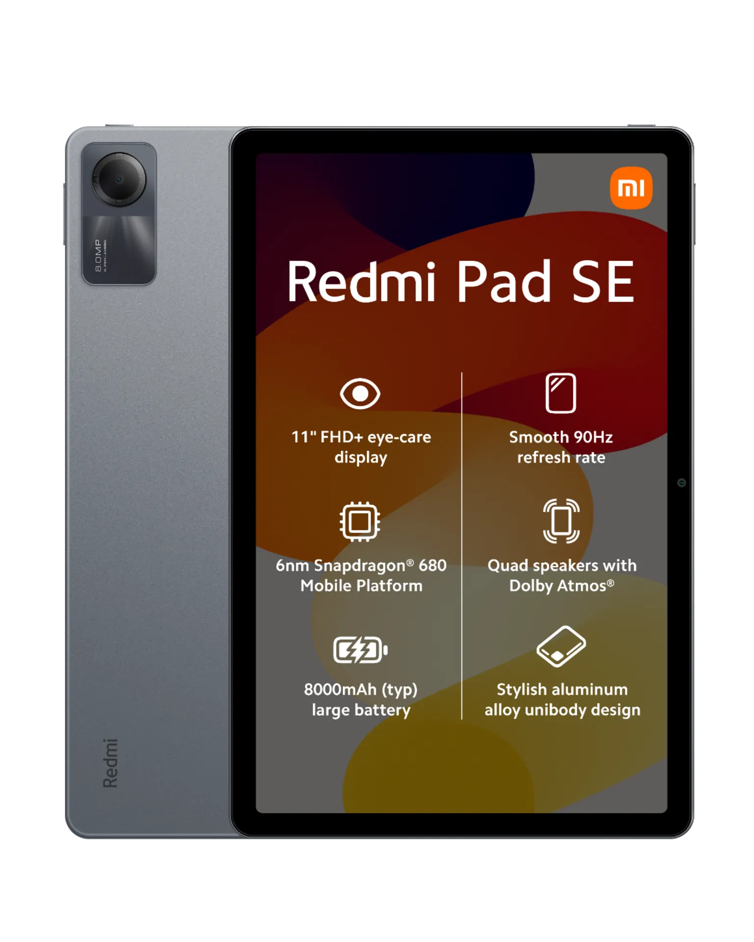 პლანშეტი XIAOMI Redmi Pad SE 11" FHD | 1920 x 1200, 207ppi  up to 90Hz | 400 nits (typ) | Snapdragon® 680 Mobile | RAM and ROM: 4GB+128GB | Supports expandable storage: Up to 1TB | 8MP rear camera , 5MP front camera | 8000mAh (typ) | Wi-Fi: 2.4GHz | 5GHzBluetooth 5.0 |  255.53mm x 167.08mm x 7.36mm  Graphite Gray (VHU5361EU)