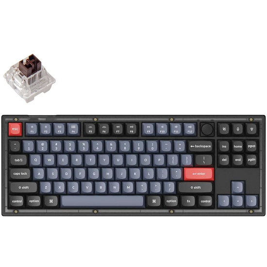 კლავიატურა: Keychron V5 K Pro Red Hot-Swap QMK Knob USB-A EN/UKR RGB Frosted Black - V5C1_KEYCHRON