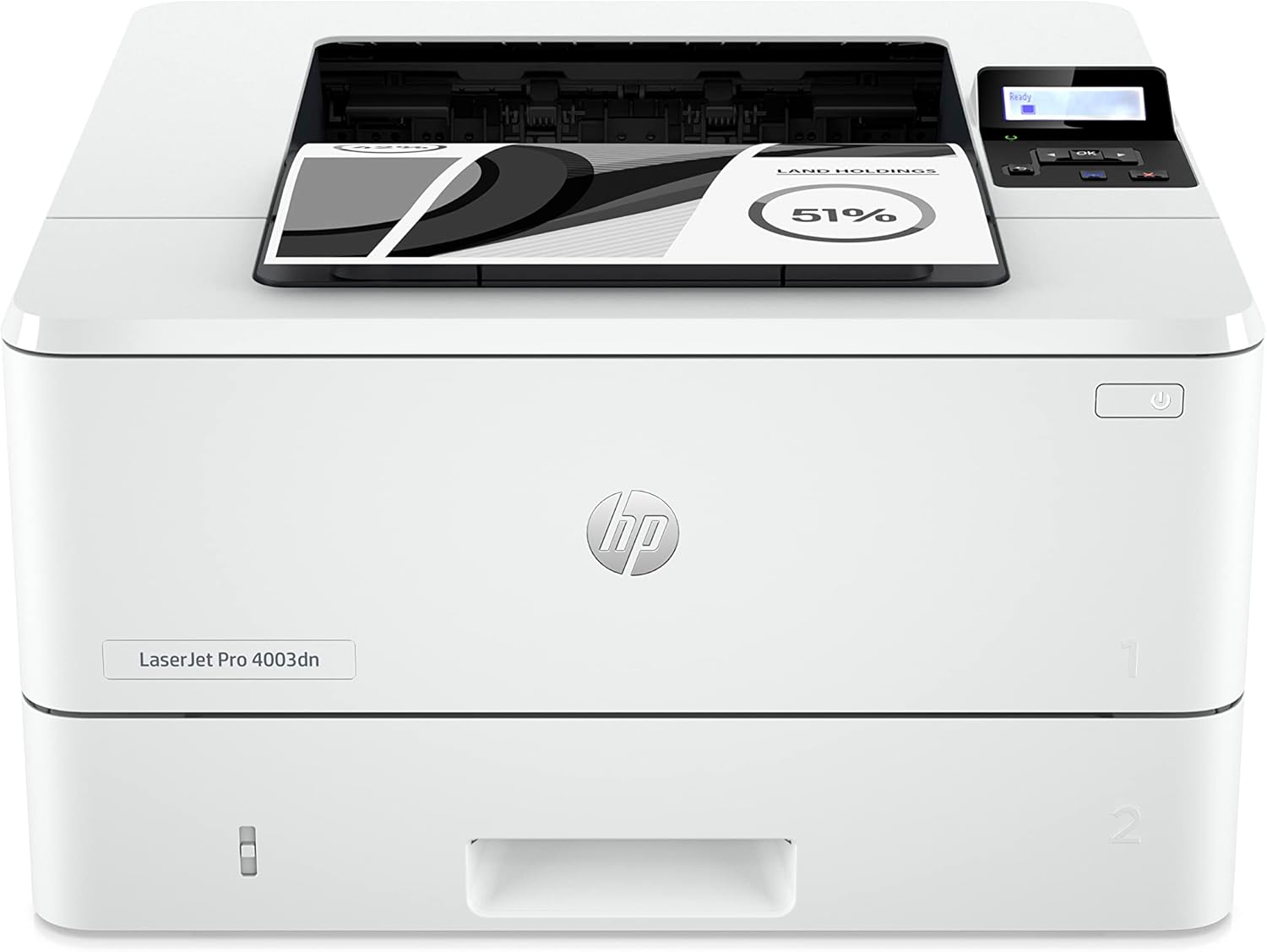 ლაზერული შავთეთრი პრინტერი HP LaserJet Pro 4003dn Printer (2Z609A) | Print speed black (ISO, A4) Up to 40 ppm | 1200 x 1200 dpi | Ethernet (RJ-45), USB Type-A | Duty cycle (monthly, A4) Up to 80,000 pages | Recommended monthly page volume 750 to 4,000 | HP 151A Black Original LaserJet Toner Cartridge (~3,050 pages), W1510A; HP 151X Black Original LaserJet Toner Cartridge (~9,700 pages), W1510X