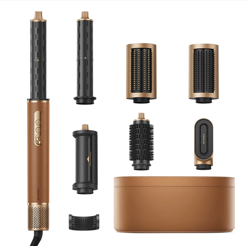 თმის სახვევი Dreame AirStyle Pro Gold Titanium (AMF18A) 7-in-1 Hair Styler & High Speed Dryer | Magnetic Attachments for Curling, Smoothing, Volumizing | Fast Drying, Frizz Control, Cool Shot | Luxury Leather Package 
