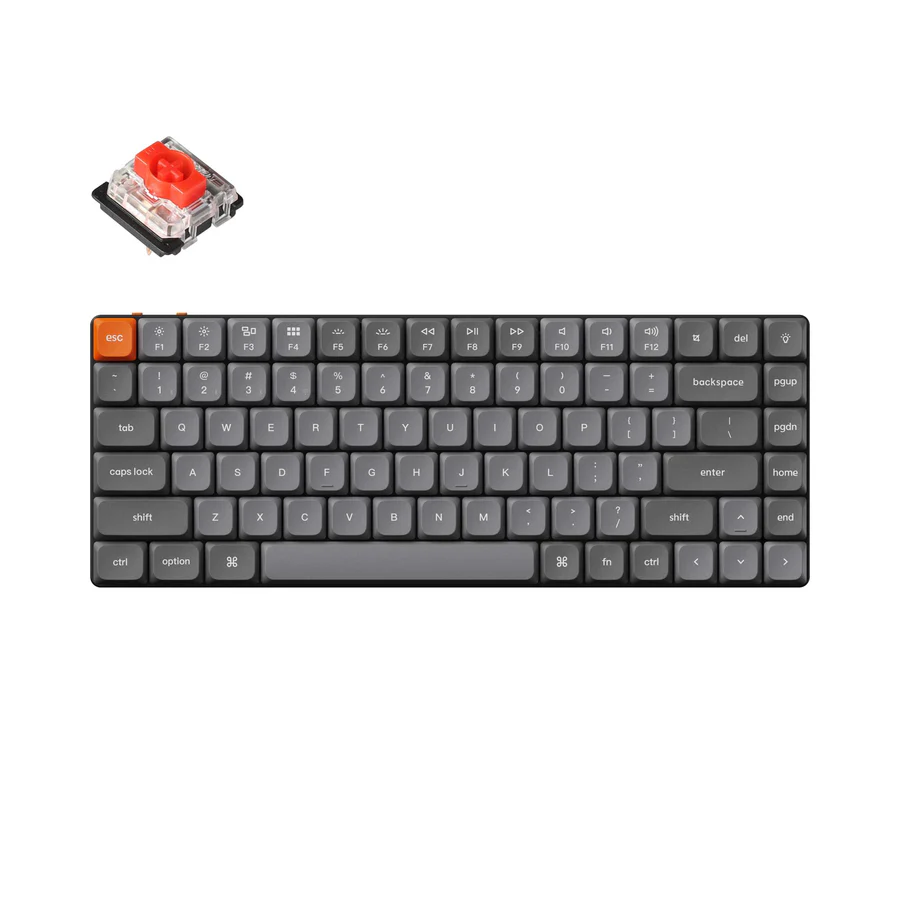 უსადენო მექანიკური კლავიატურა Keychron K3 Max QMK/VIA Wireless Custom Mechanical Keyboard (K3M-B1) | RED switch | Number of Keys: 84 (75%) Switches: Gateron low-profile mechanical Switch Face: North-facing Number of Multimedia Keys: 12  Frame Material: ABS+Aluminum frame Keycap Material: Low-profile double-shot PBT Layout: ANSI Polling Rate (2.4Ghz and Wired Mode): 1000Hz Polling Rate (BT Mode): 90Hz N-Key Rollover (NKRO): Yes for both wireless and wired modes | Backlit: 22 types of RGB backlight options plus endless possibilities Battery: 1550 mAh rechargeable li-polymer battery Wireless  Working Time (Backlit off): Around 73  hours (Lab test result may vary by actual use) Wireless  Working Time (RGB): Around 42 hours (Lowest brightness) Connection: 2.4 GHz / Bluetooth / Type-C wired Bluetooth version: 5.1 Bluetooth Device Name: Keychron K3 Max Compatible System: macOS / Windows / Linux |  Dimension: 306 x 116 mm (12.04 x 4.56") Weight: 525 g / 1.16 lbs Height without keycap (front): 11 mm (0.43") Height without keycap (rear): 15 mm (0.59") Height incl. keycap (front): 17 mm (0.66") Height incl. keycap (rear): 22 mm (0.86") Typing Angle: 2.5º, 4.2º and 6.5º