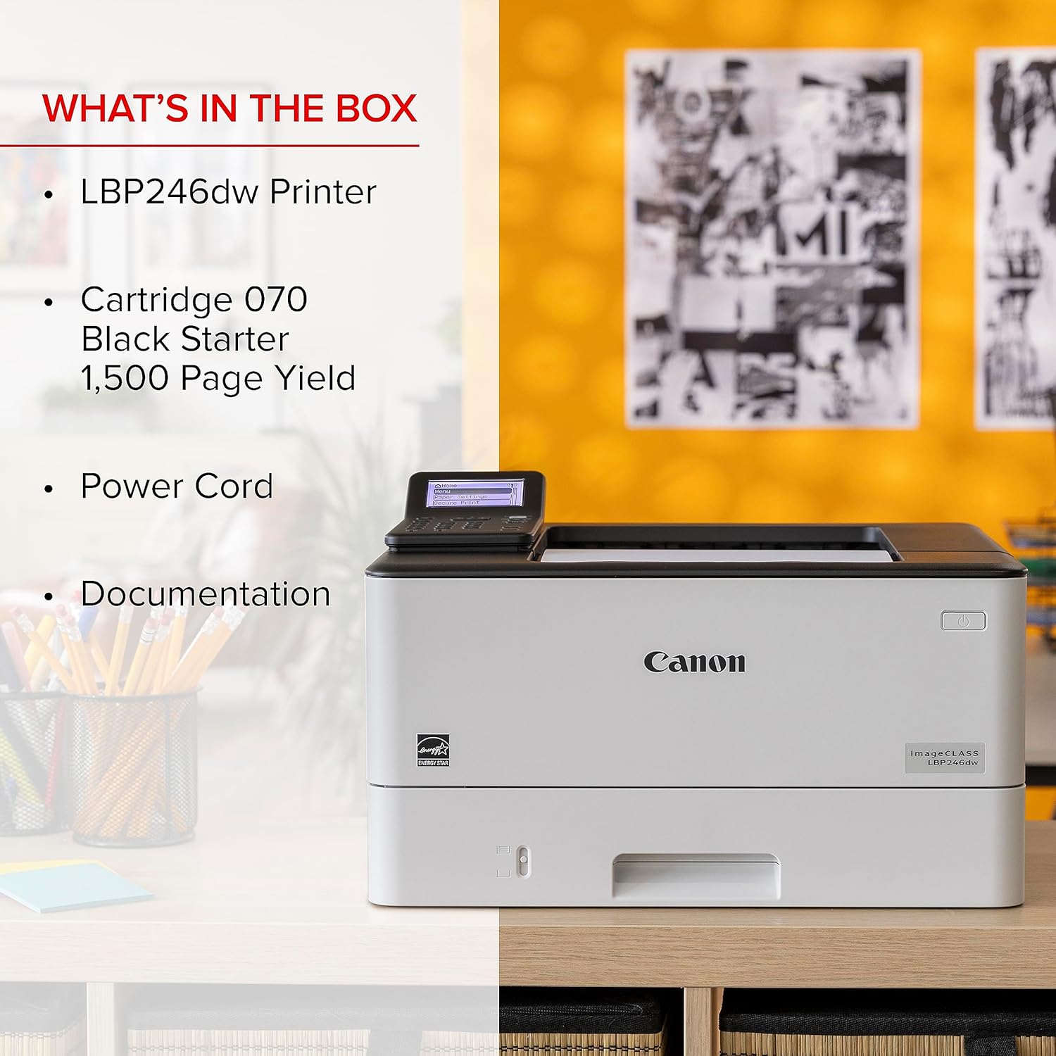 ლაზერული შავთეთრი პრინტერი Canon i-SENSYS LBP246dw (5952C006AA) | Duplex | Up to 40 ppm (A4) | 750 - 4,000 pages per month | USB 2.0 Hi-Speed , Lan ,WiFi | Cartridge 070
