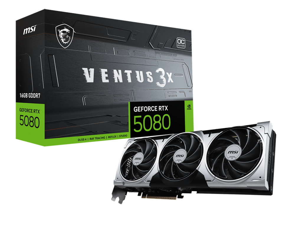 ვიდეო ბარათი MSI Graphic card GeForce RTX 5080 16GB GDDR7 VENTUS 3X OC PLUS 912-V531-297