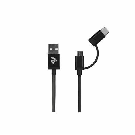 დამტენი კაბელი 2E CABLE USB TO MICRO+TYPE C 2E-CCMTAB-BL