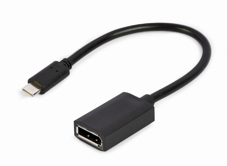 ადაპტერი Gembird USB Type-C to DisplayPort adapter cable, 4K, 15 cm, black (A-CM-DPF-02)