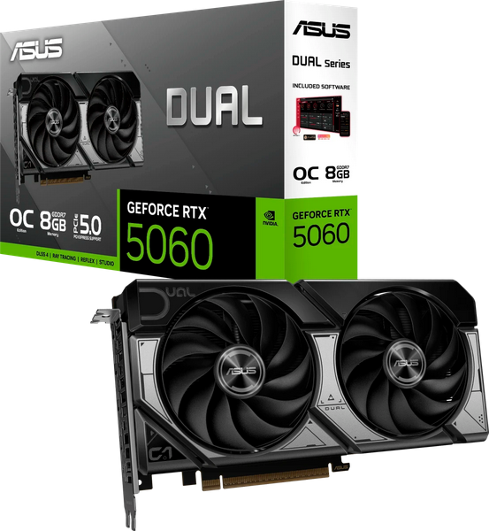 ASUS Graphic Card GeForce RTX 5060 8 GB GDDR7 OC DUAL-RTX5060-O8G