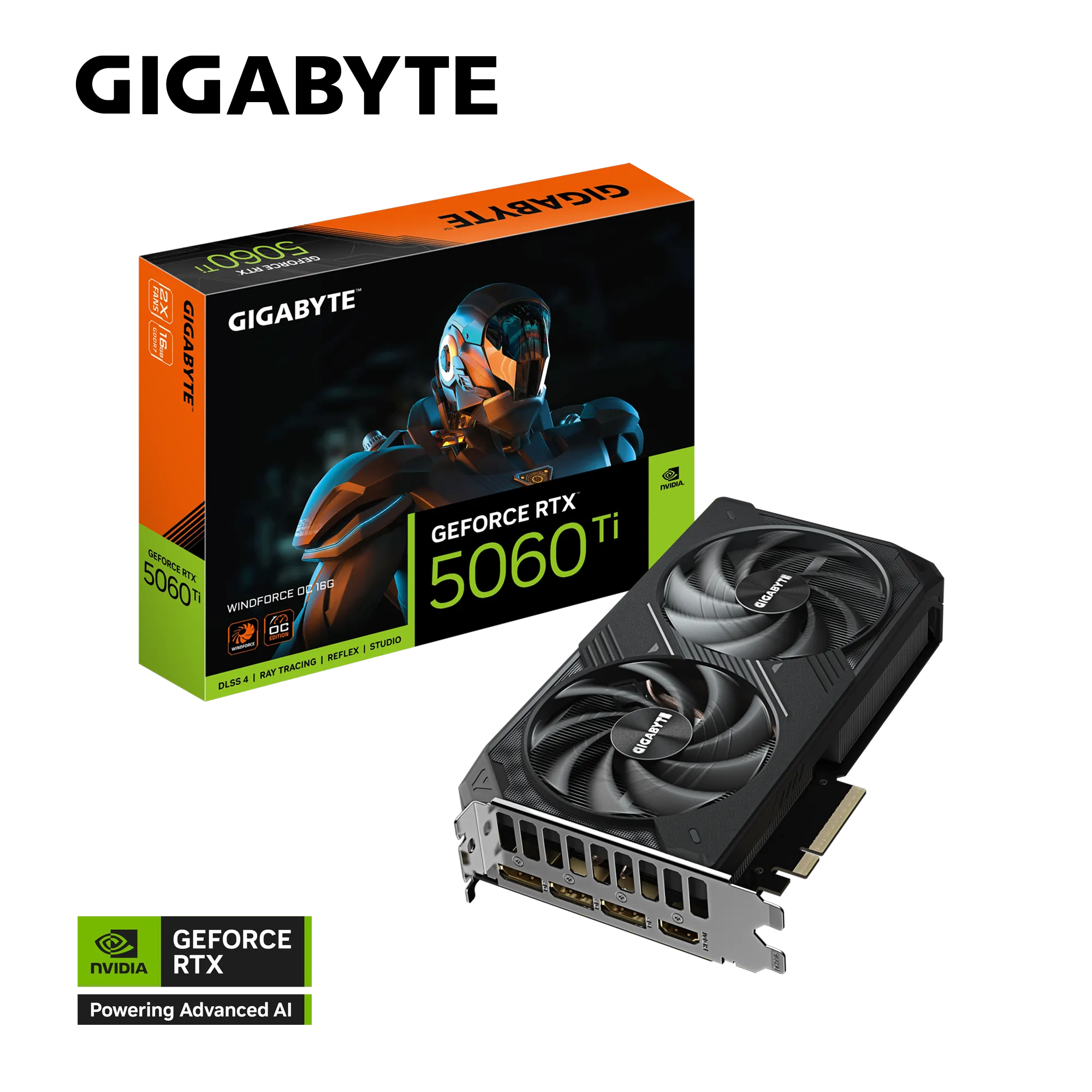 ვიდეო ბარათი GIGABYTE Graphic Adapter GeForce RTX 5060 Ti 16GB GDDR7 WINDFORCE OC (GV-N506TWF2OC-16GD)