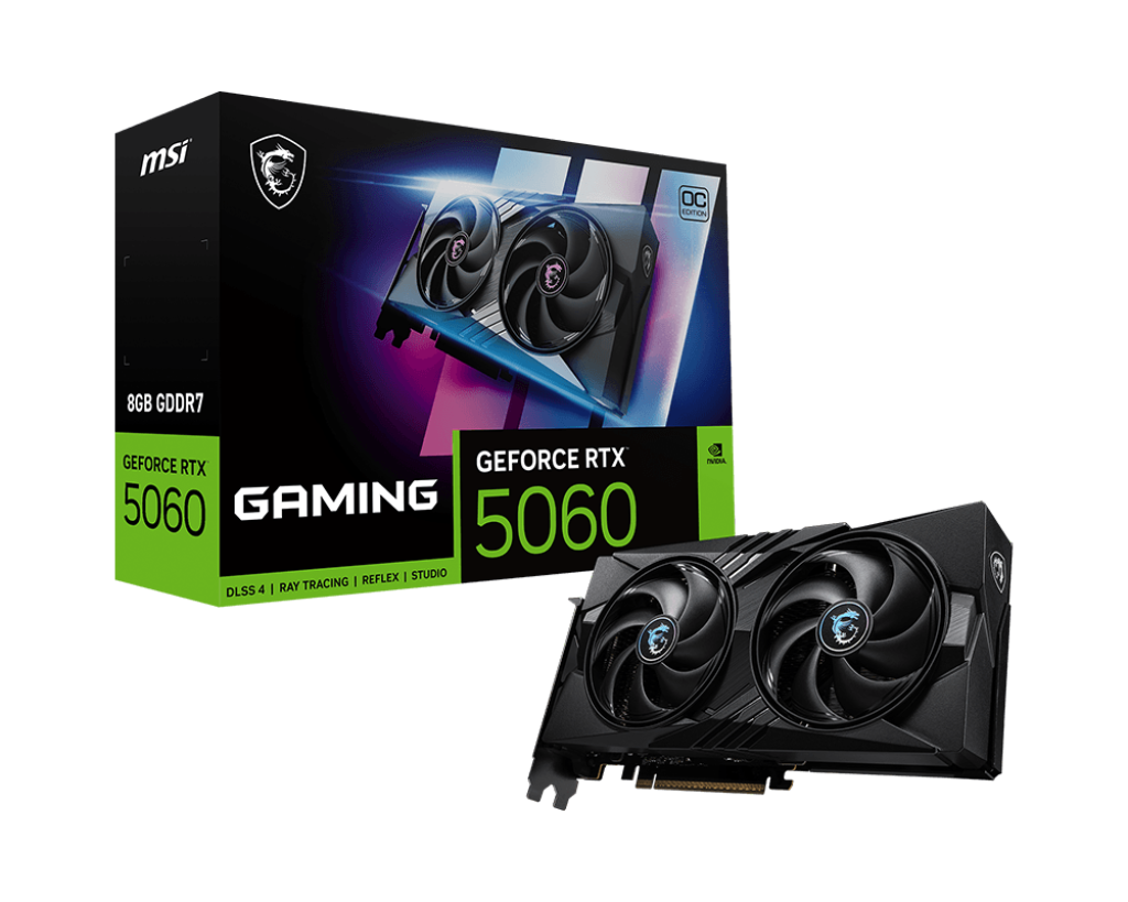 ვიდეო ბარათი MSI GeForce RTX™ 5060 8G GAMING OC (912-V537-005) | 2640 MHz (MSI Center) Boost: 2625 MHz | DisplayPort x 3 (v2.1b) HDMI™ x 1 | 248 x 135 x 41 mm
