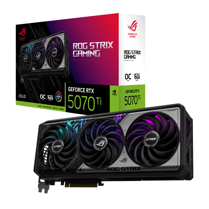 ვიდეო ბარათი ASUS ROG Strix GeForce RTX™ 5070 Ti 16GB GDDR7 OC Edition (90YV0M90-M0NA00) | OC mode: 2625MHz | 2 (Native HDMI 2.1b)  3 (Native DisplayPort 2.1b) | 332 x 147.3 x 64 mm